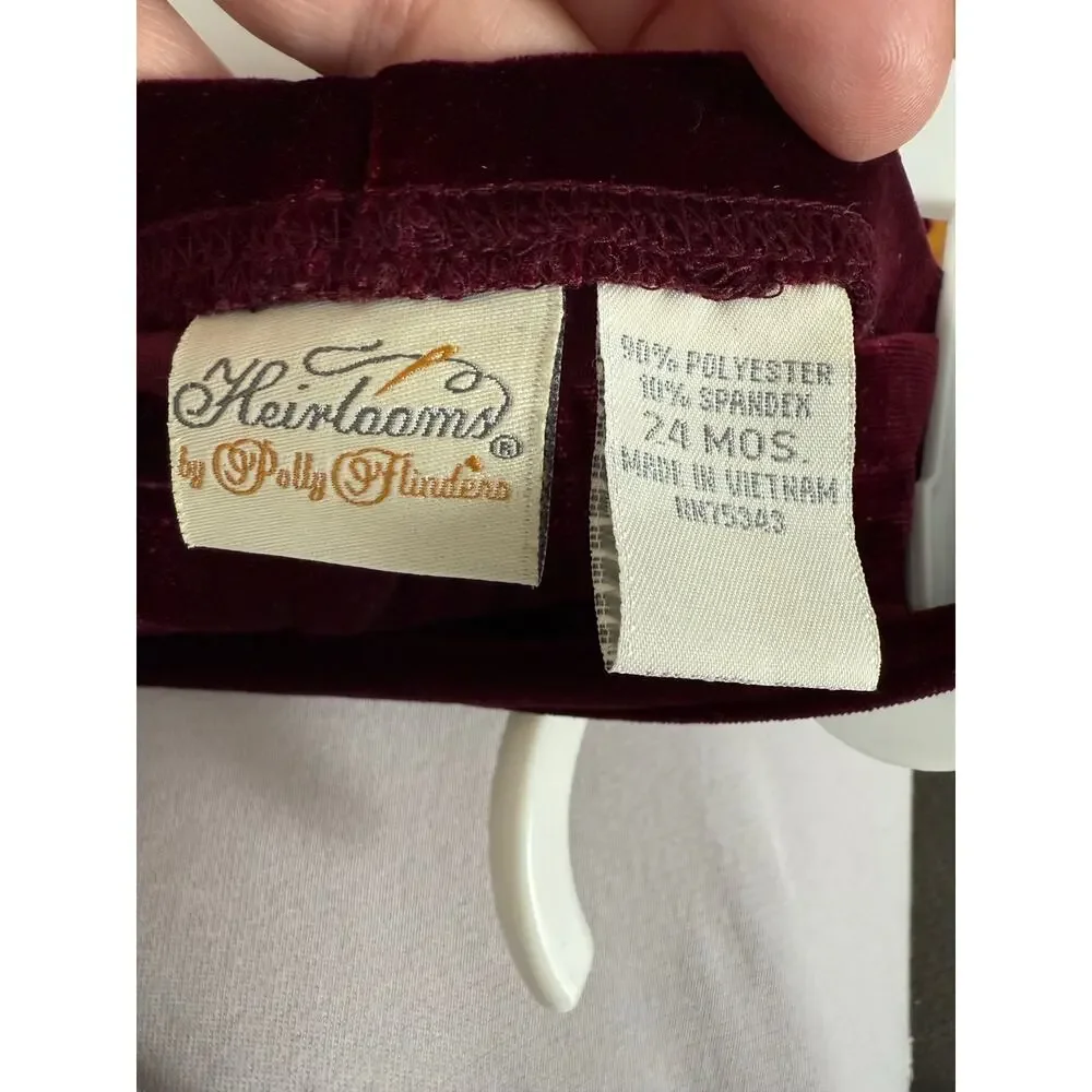 Vintage Heirloom by‎ Polly Flinders dark purple velour two piece outfit